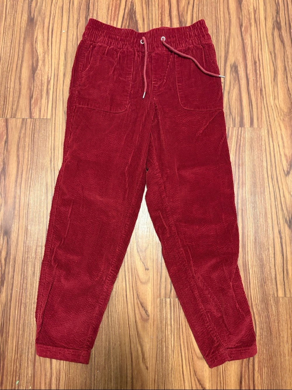 Deep Red Corduroy Drawstring Pantst